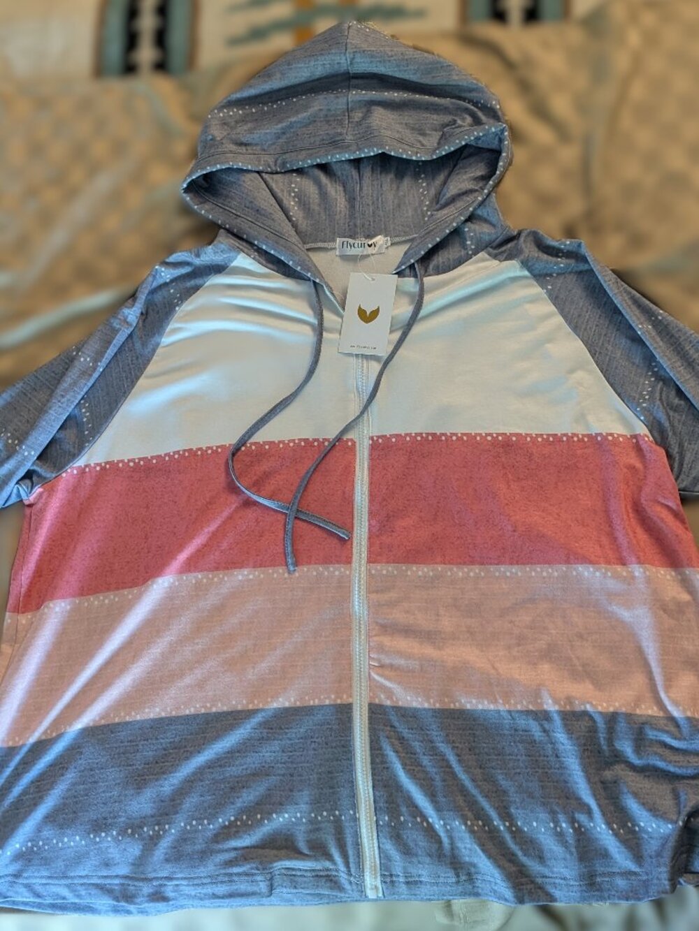 Flycurvy NWT Plus Size Color-Block Zip-Up Hoodie – 4XL